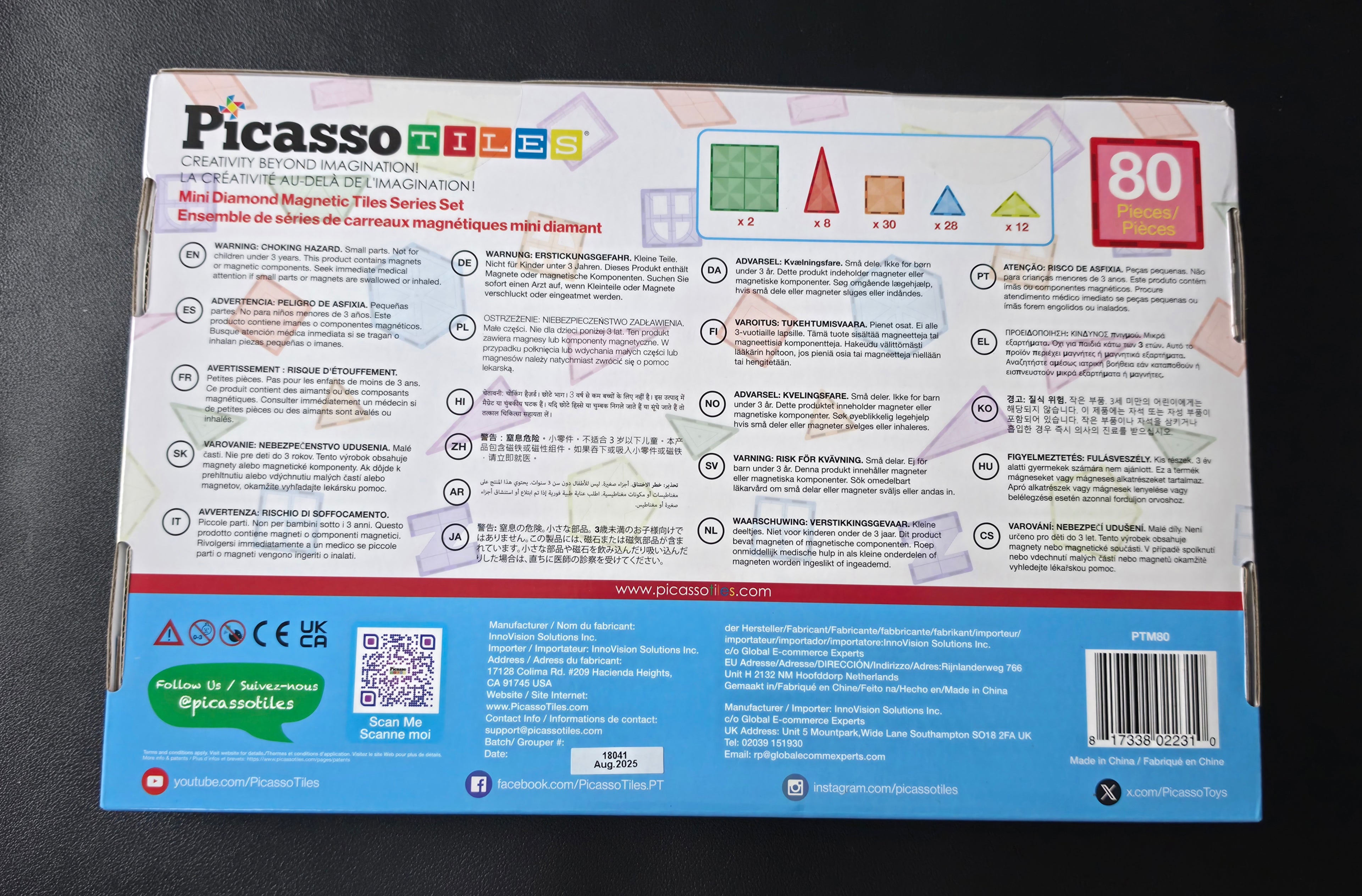 PicassoTiles 80 Piece Magnetic Building Block Mini Diamond Series Travel Size On-The-Go Magnet Construction Toy Set