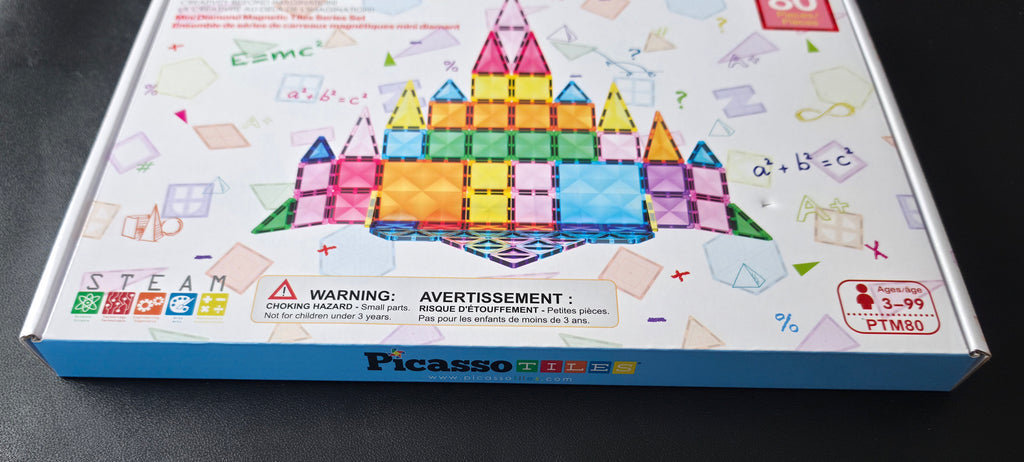 PicassoTiles 80 Piece Magnetic Building Block Mini Diamond Series Travel Size On-The-Go Magnet Construction Toy Set