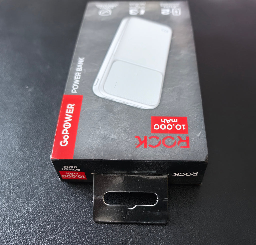 Rock 10,000 mAh Power Bank. Charge 3 Devices, Provides 2 Charges, 20 Watt, White