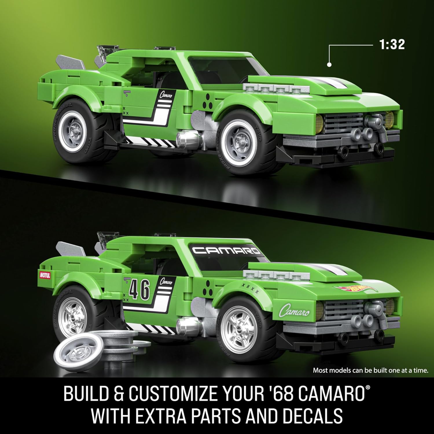 Mattel Brick Shop Hot Wheels Speed Series Building Set, Custom ’68 Camaro with 289 Pieces