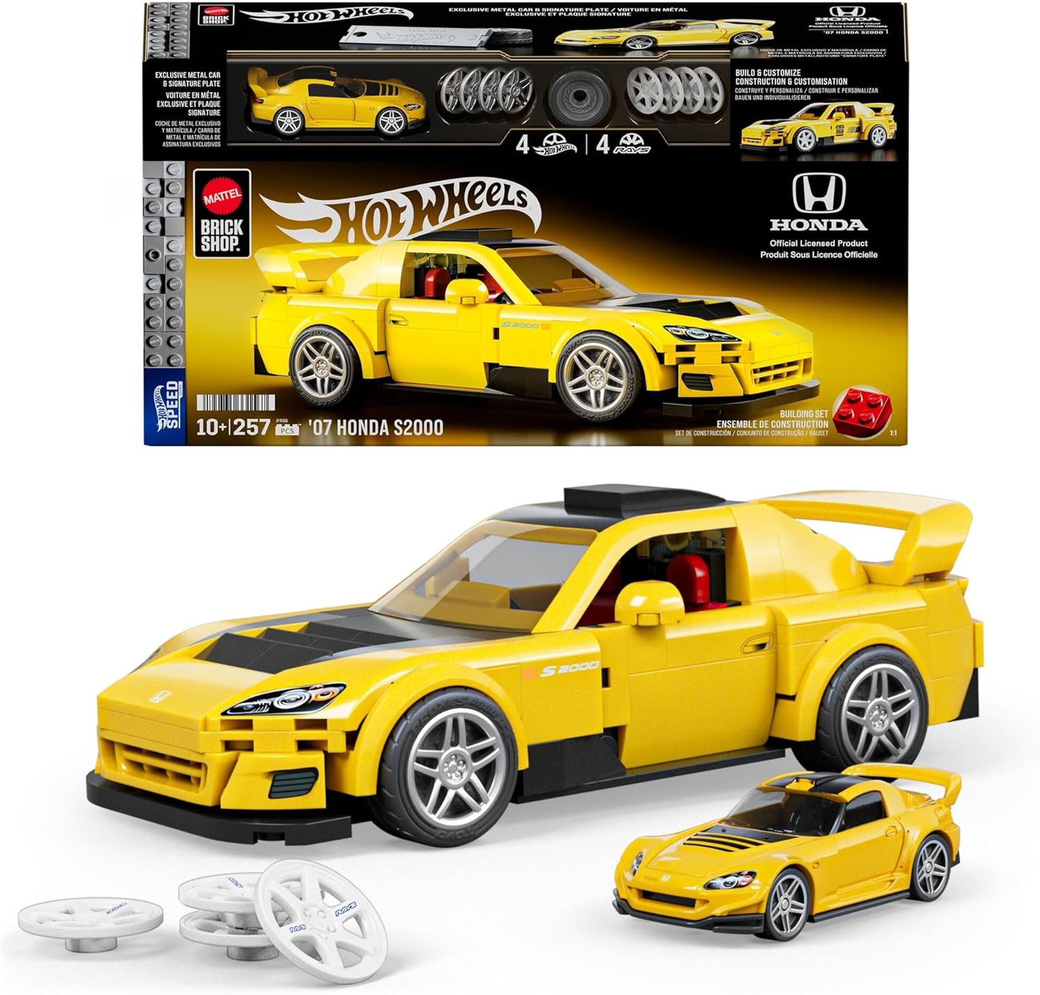 Mattel Brick Shop Hot Wheels Speed Series Building Set, '07 Honda S2000 with 257 Pieces