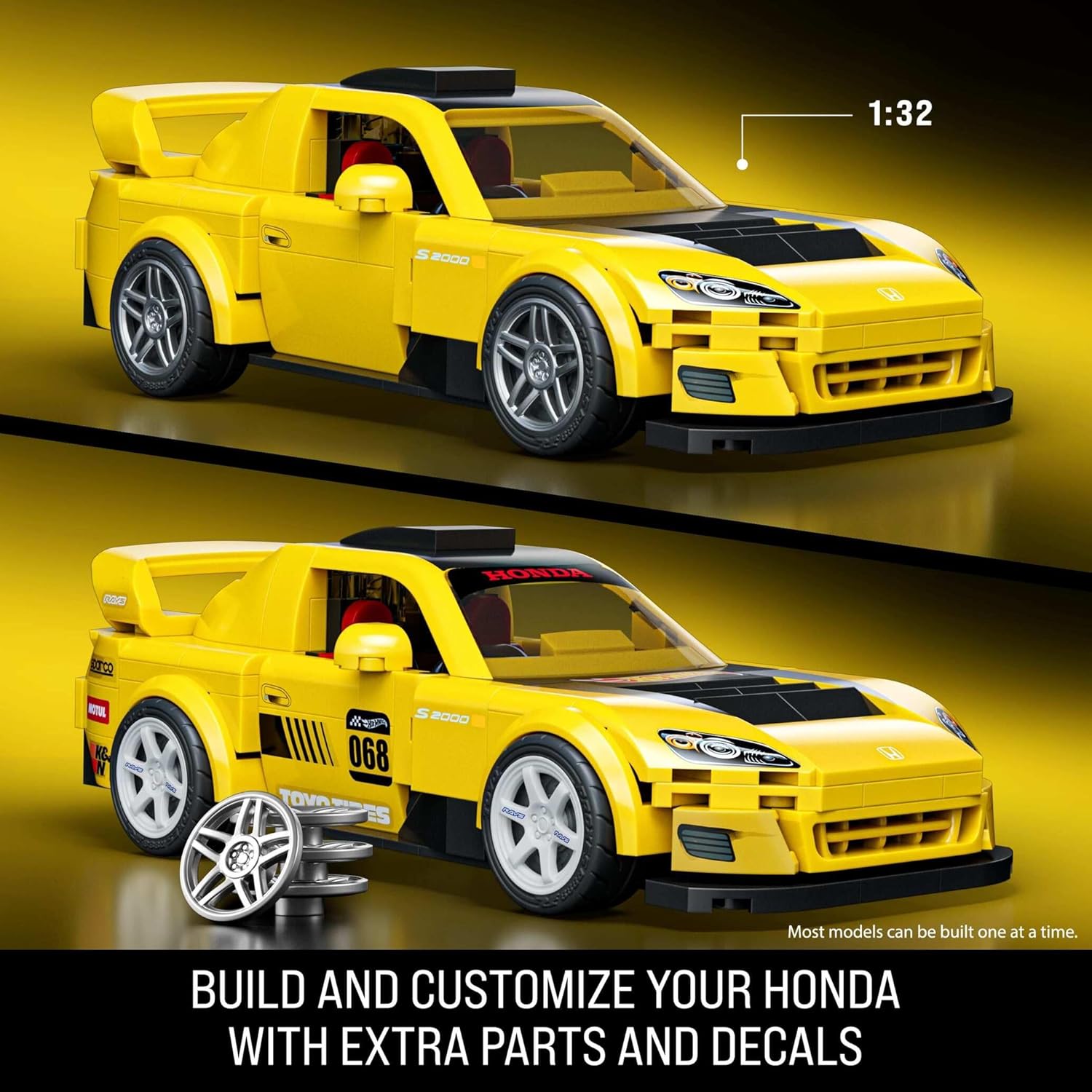 Mattel Brick Shop Hot Wheels Speed Series Building Set, '07 Honda S2000 with 257 Pieces