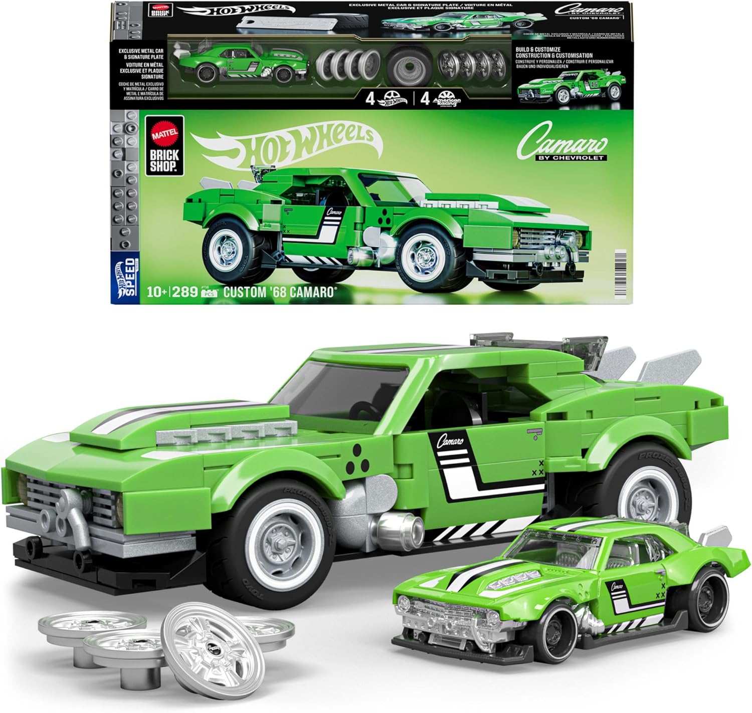Mattel Brick Shop Hot Wheels Speed Series Building Set, Custom ’68 Camaro with 289 Pieces